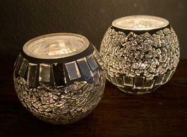 2 Windlichter, Spiegelglas