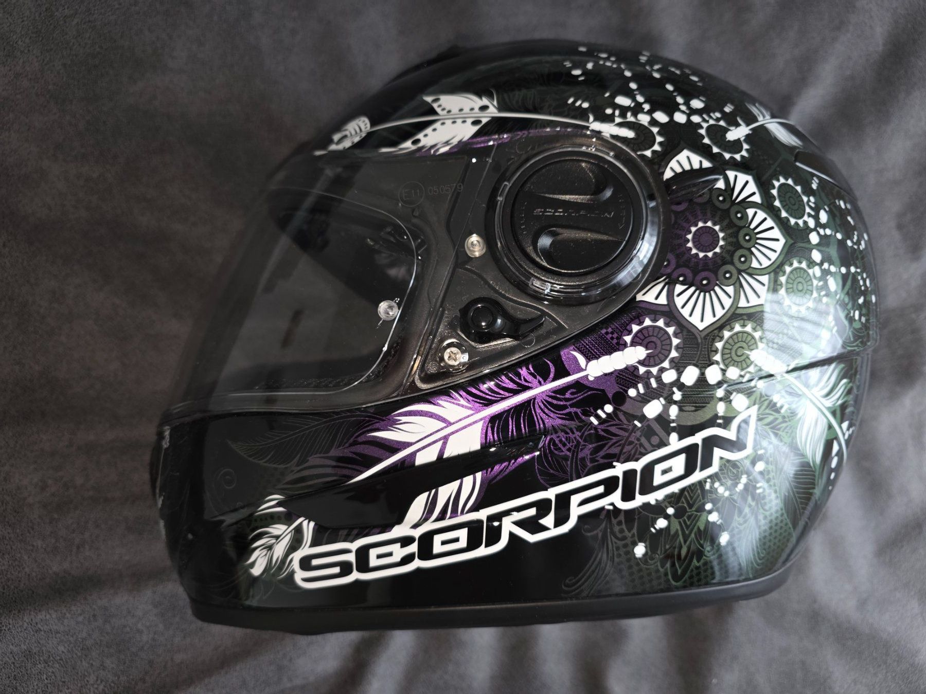 Caschi & visiere: Scorpion EXO Motorradhelm, Schwarz/Lila, unfallfrei – Usato da Stein AG venduto da eMODy 3