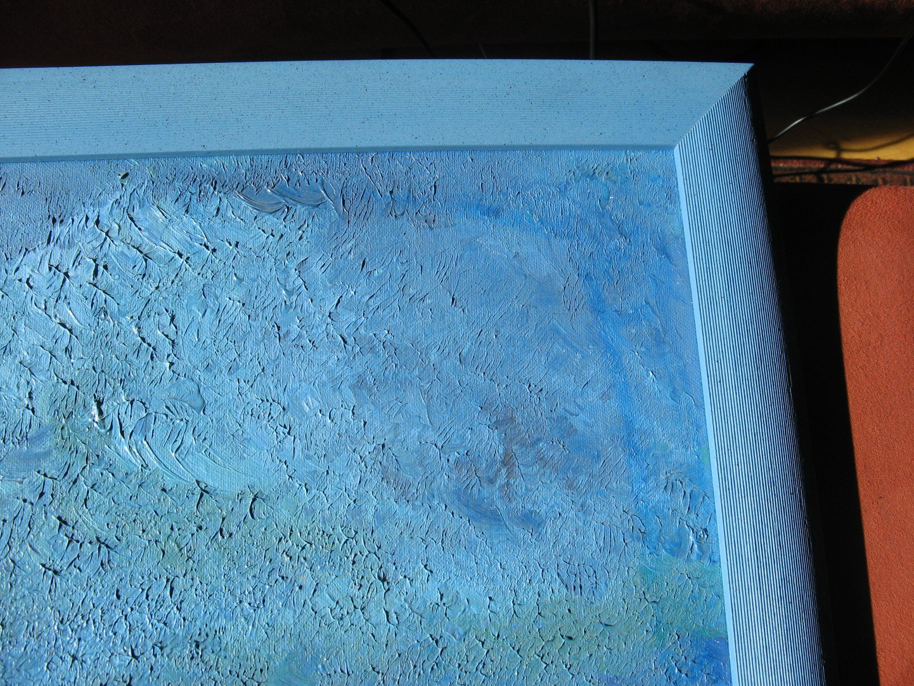 Dipinti: blau-grünes Bild, blauer Rahmen – Usato da Zürich venduto da apil 2
