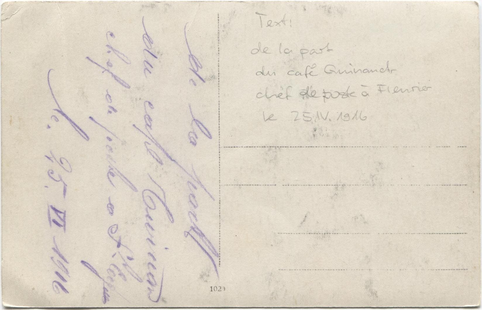 Cartoline postali: FLEURIER NE 1916 Chef de Poste/Chasseur/Jäger – Usato da Rothrist venduto da Clanx 1