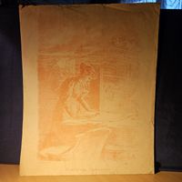 Antike Lithographie "Fliegende Gedanken" - Rarität!