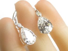 Ohrringe Ohrhänger Silber 925 Zirkonia Tropfen