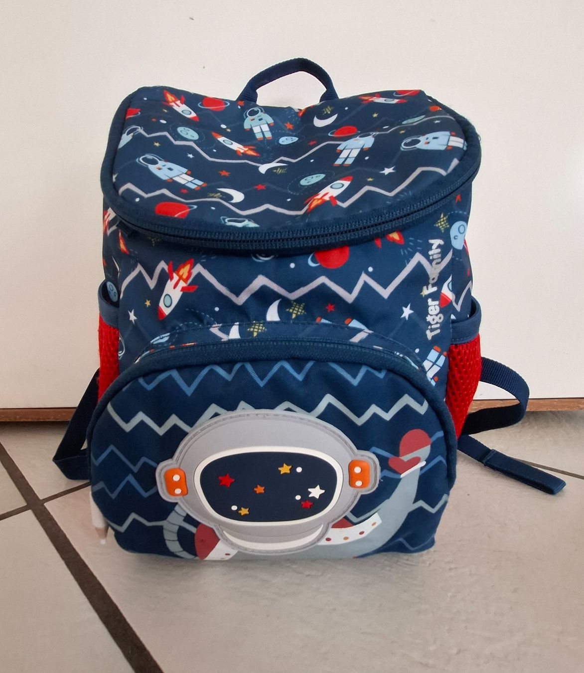 Borse & Zaini: Kinder Rucksack, blau/rot, " Astronauten" – Usato da Sisseln AG venduto da Tropea4334