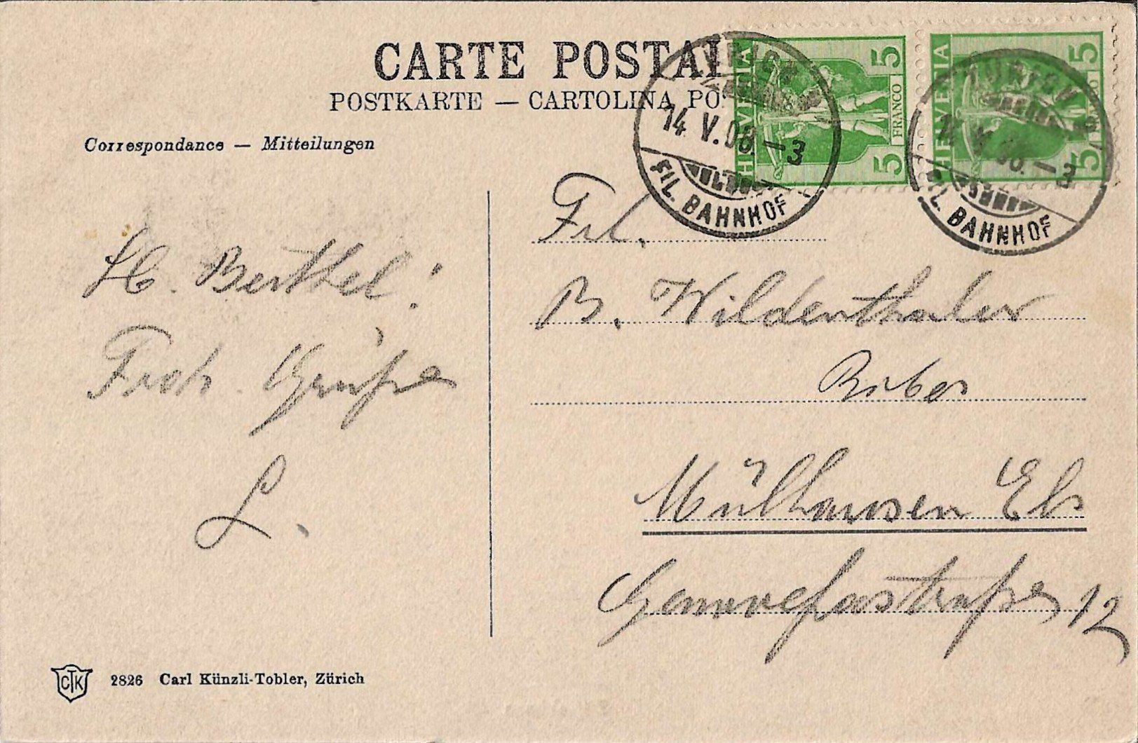Cartoline postali: Karte Zürichhorn  1908 – Usato da Zürich venduto da Philacat11 1