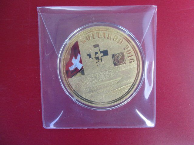 Medaglie: GIGANT: Gotthard Mythos - Gotthard 2016 - 70 mm - PP – Nuovo e nell'imballaggio originale da Luzern venduto da Horoskop1 2