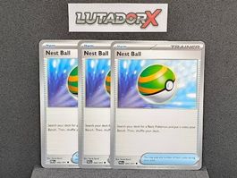 3x Nest Ball - Paldean Fates - 084/091 - Englisch