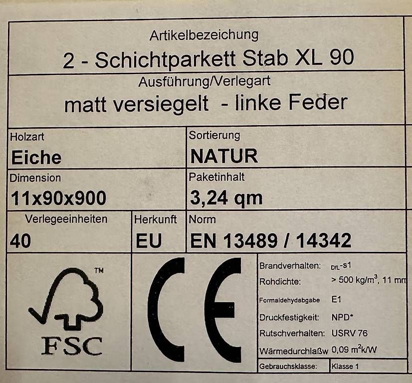 Holzartikel: 2 - Schichtparkett Stab XL 90 / 52m2 – Neu und originalverpackt aus Wilen (Sarnen) von Wonder82