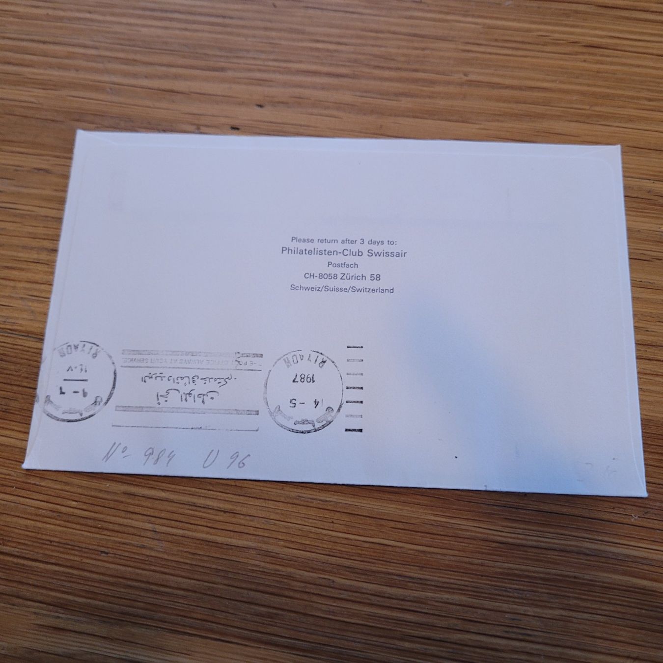 Tous les timbres: Luftpost Brief Genève Riyadh 1987 Swissair – D'occasion à Biel/Bienne par Destockweb 1