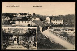 AK Baden, Blick auf das Kloster Wettingen, Chorstühle im Klo