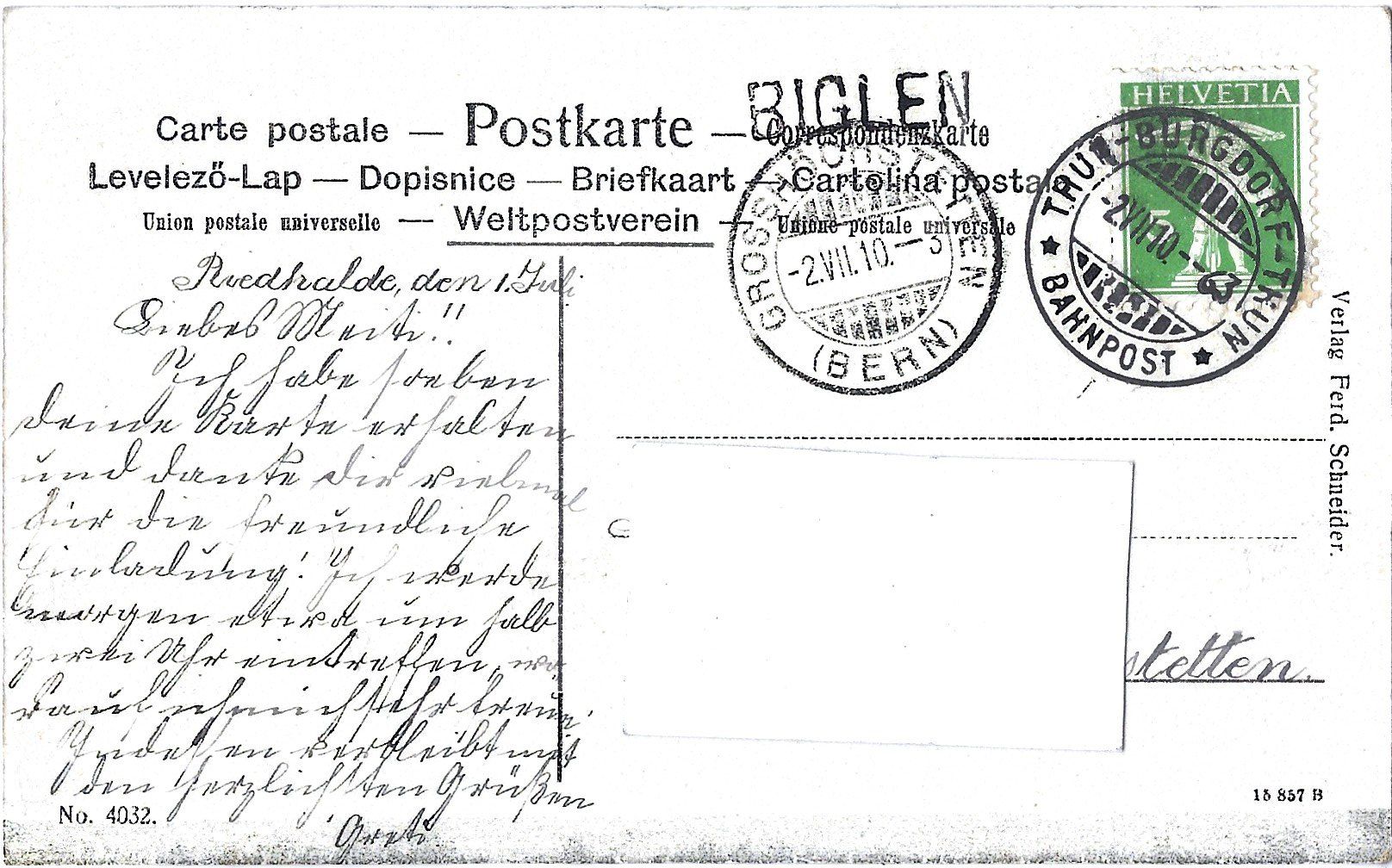 Cartes postales: G r u s s    a u s    B i g l e n – D'occasion à Bütschwil par Jackson1A 1