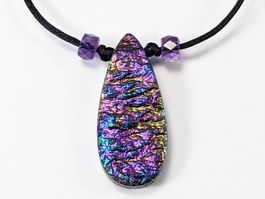 Aura Achat Anhänger(Titan beschichtet) mit Amethyst Perlen
