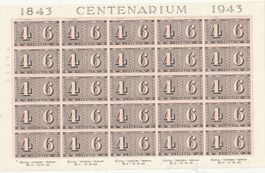 Briefmarkenbogen Centenarium 1843-1943 Neuwertig