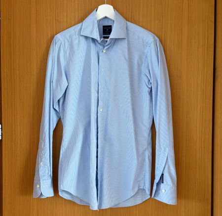 PROFUOMO Herren Hemd 38 blau/weiss Business Slim Fit NonIron
