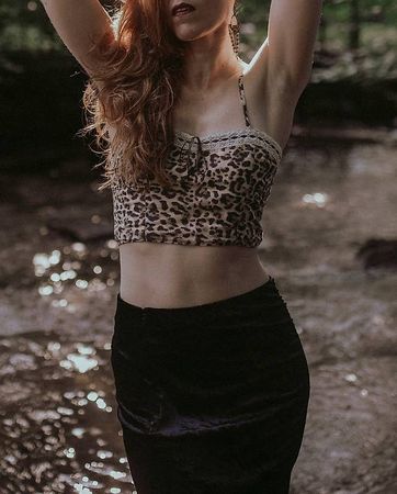  Leoparden Crop Top mit Spitze  Boho Vintage Style

