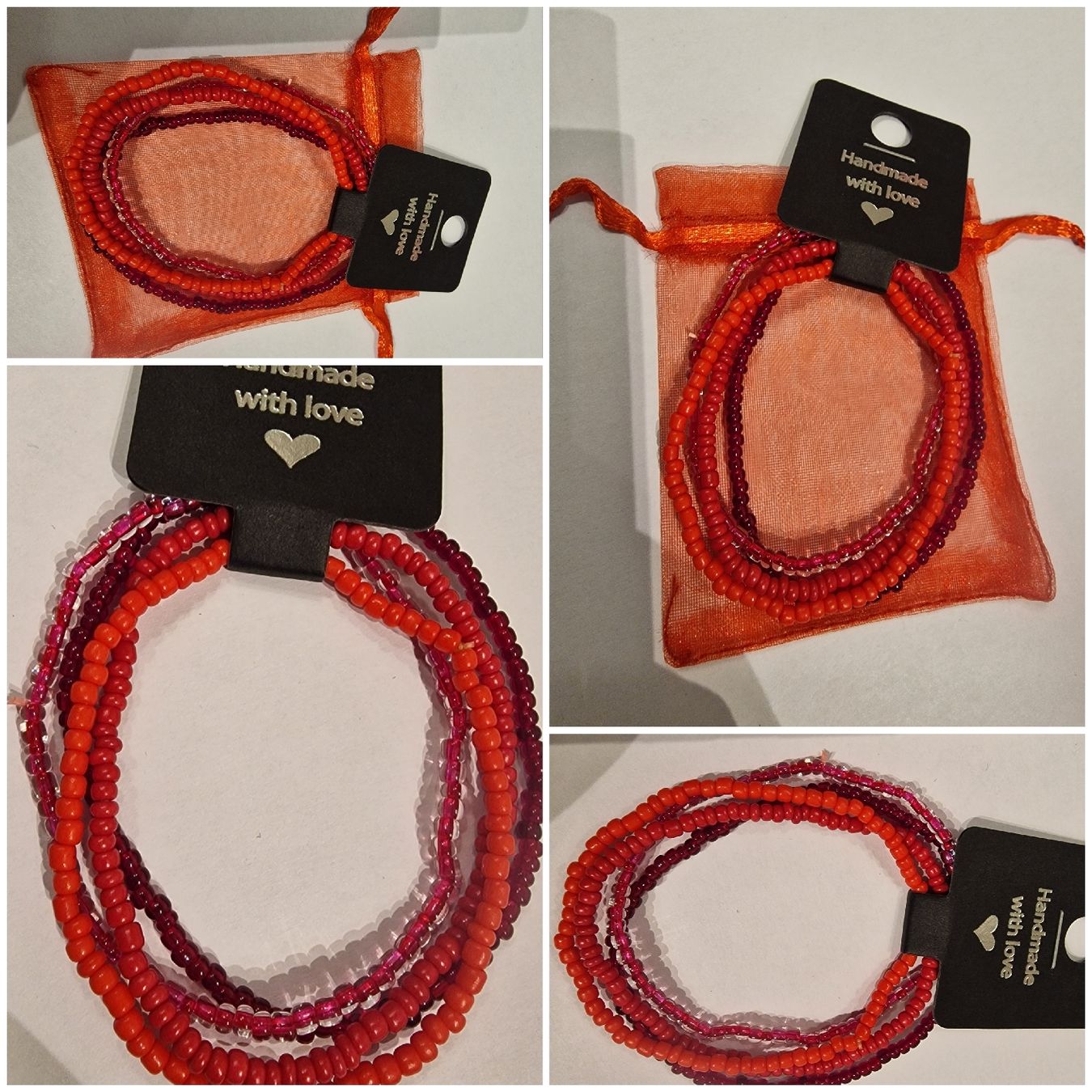 Bracciali & Braccialetti: 4er Set Perlenarmbänder rot Handmade/Neu – Nuovo e nell'imballaggio originale da Arbon venduto da sar_l7ll 1