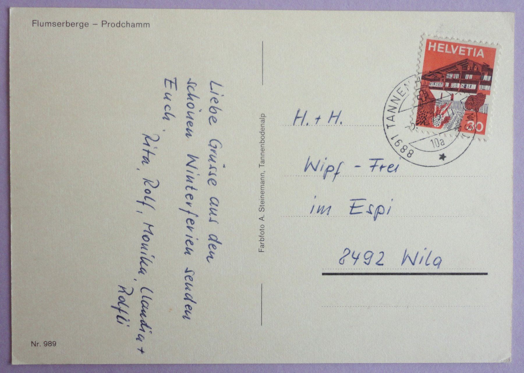 Cartoline postali: Flumserberg - Prodchamm – Usato da Fétigny venduto da Billy2miny 1