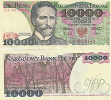 Polen 10000 zlotiych  1988 stk 20 frank unc  bankfrisch