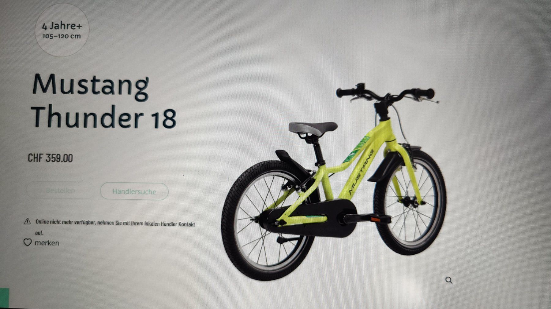 Vélos: Kindervelo Mustang Thunder 18" – D'occasion à Hofstetten SO par Wolke1909 1