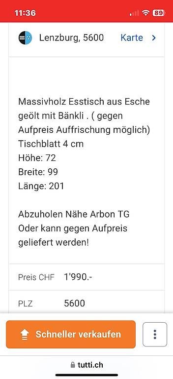 Tische: Unikat Vollholztisch – Gebraucht aus Auenstein von Carolli 1