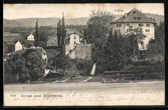 Cartoline postali: AK Biberstein, Blick auf das Schloss – Usato da Berlin venduto da bartko-reher
