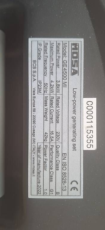 Generatori di corrente: Mosa Generatore Ge 4500 generator – Usato da Giubiasco venduto da Famil.l 4