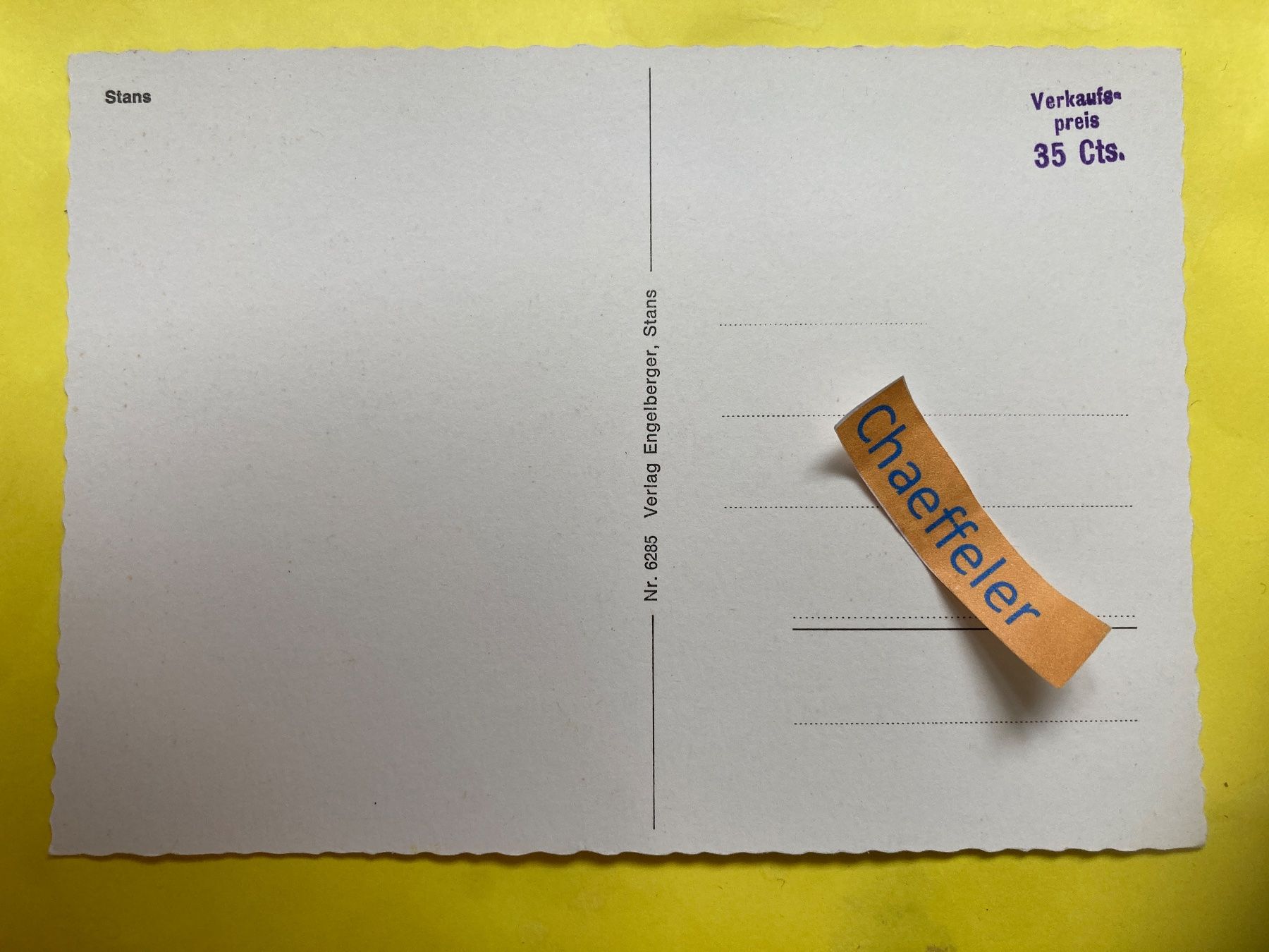 Cartoline postali: Stans – Usato da Zürich venduto da Chaeffeler 1