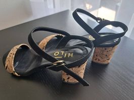 HI-LO Sandalette Handmade Leder Korkabsatz Damen Größe 36