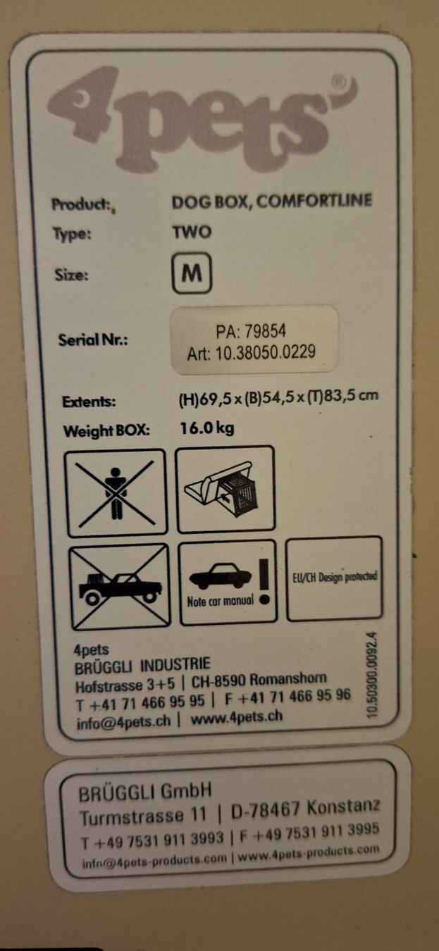 4pets Gabbie, trasporto & Sicurezza: Hundebox 4Pets Comfortline Two Grösse M – Usato da Härkingen venduto da Dialy 1