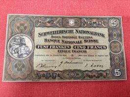 Schweizer 5-Franken-Note, seltener Jahrgang 1946  UNZ TOP