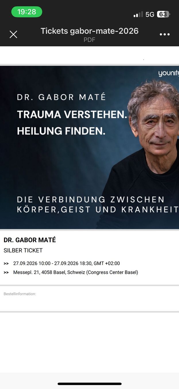 Billets: Gabor Maté Ticket Silber – Neuf (Voir description) à Melchnau par han_x78f