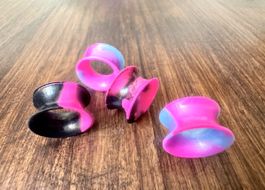 2 Paar Neon Silikon Plugs/ Tunnel 12mm