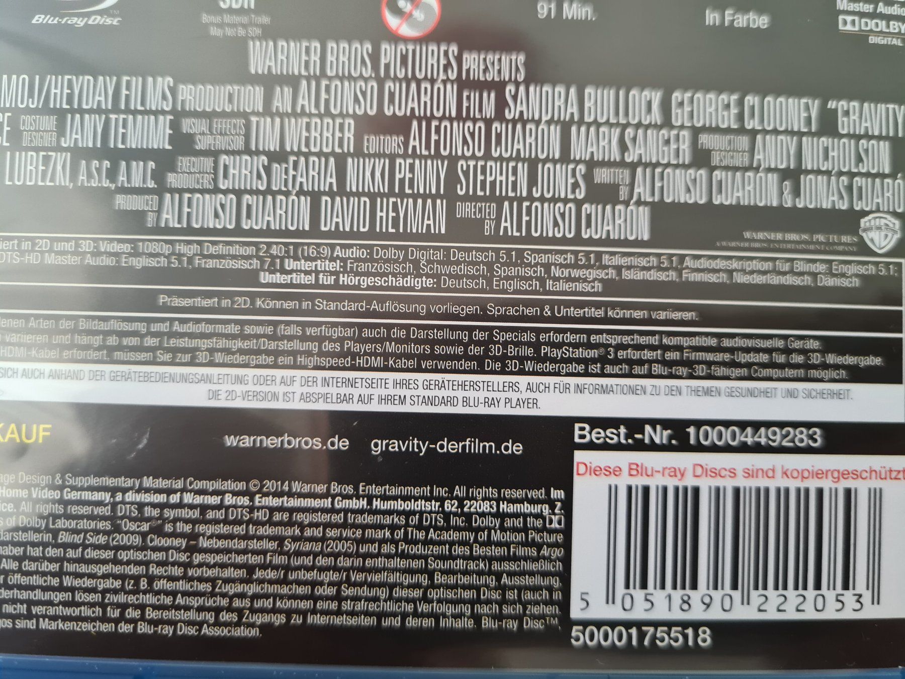Tutti i DVDs: Gravity 3D (Bluray 3D + Bluray) - Bluray – Usato da Carouge GE venduto da Franllo 2