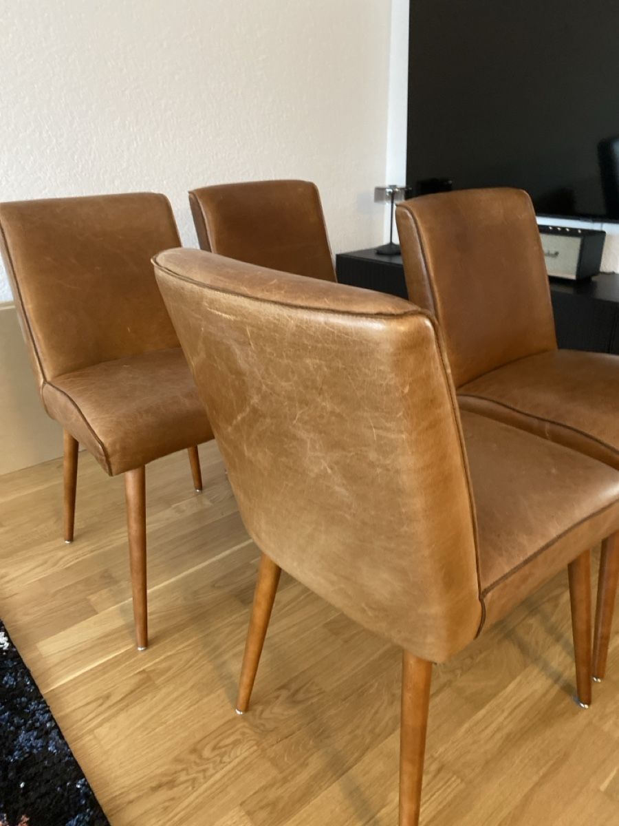 Sedie: 4 Stühle aus braunem Echt-Leder – Usato da Luzern venduto da publikum 7