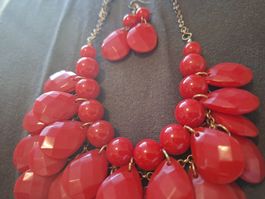 Rotes Bubble-Ketten Set – Collier & Ohrringe