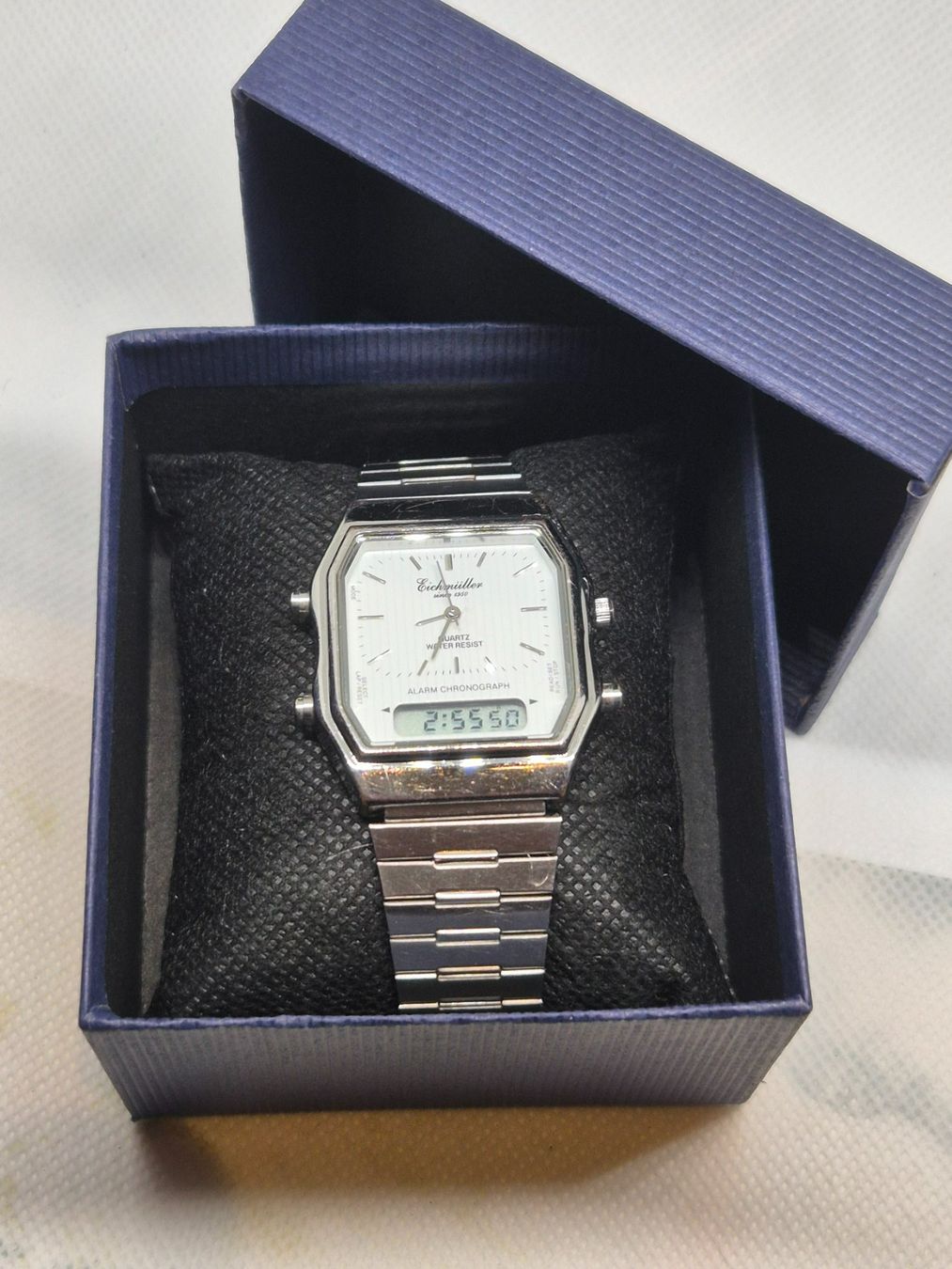 Uhren: Eichmüller Quarz-Chronograph, gebraucht, silber – Gebraucht aus Losone von bal_gfp6 3