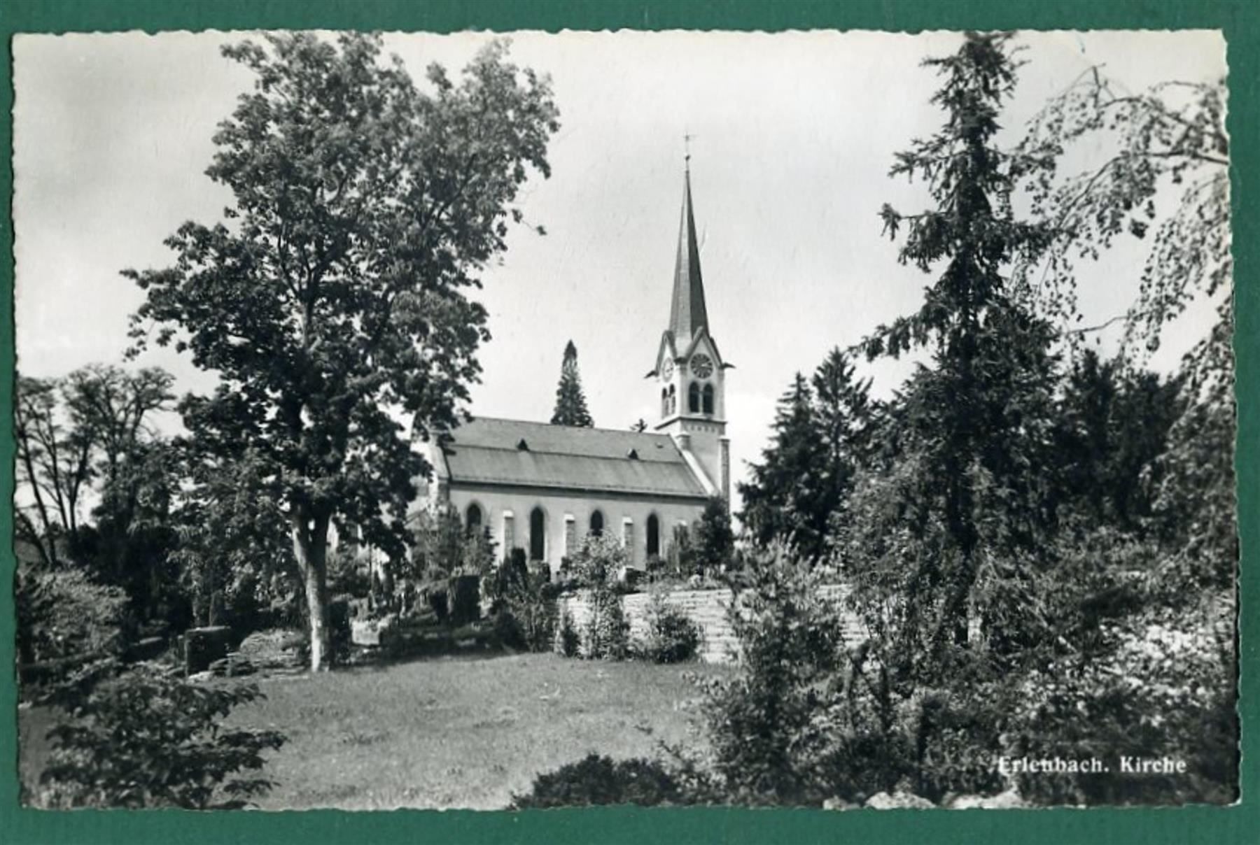 Cartoline postali: Erlenbach, Kirche, 1958, gelaufen – Usato da Sargans venduto da Hausi1951