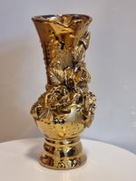 Goldene Prunkvase 22 cm Rosenrelief Barock Stil