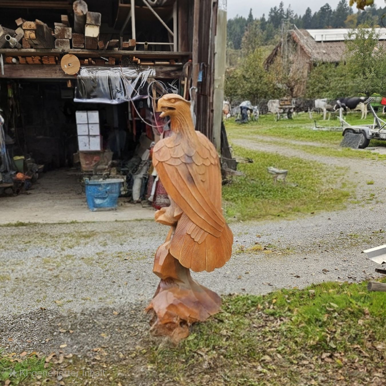 Xilografie: Alter Holzgeschnitzter Adler – Usato da Thun venduto da Engel114 4