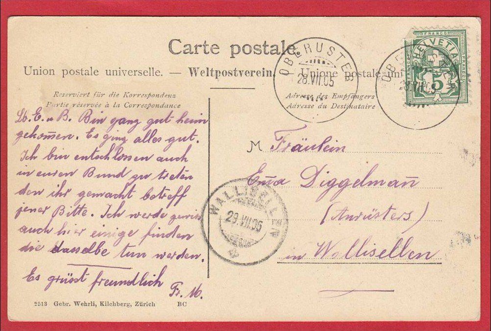 Cartoline postali: USTER, LICHTDRUCK 1905 – Usato da Grüningen venduto da Kartenlaube 1