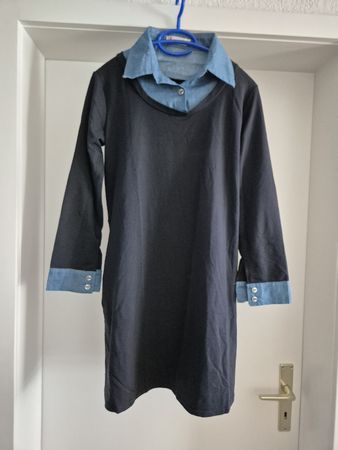 2-in-1Jerseykleid mit Jeans-Kragen & Manschetten. Neu 