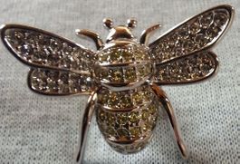 Broche abeille strass dorée bon état