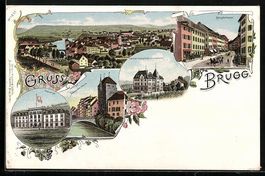 Litho Brugg, Hauptstrasse, Kaserne, Land