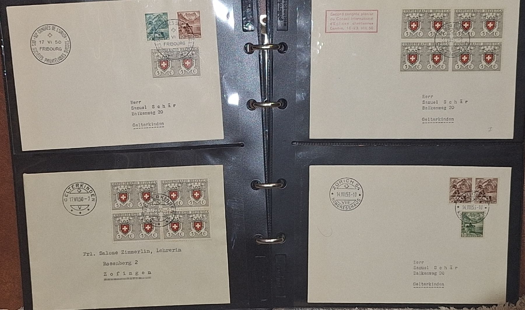 Alle Briefmarken: 44 Briefe ET / Sonderstempel mit Album – Gebraucht aus Balgach von SIMEON27 8