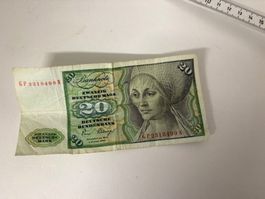 20 Deutsche Mark Banknote 1980 guter Zustand