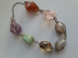 Silber Armband mit 7 verschiedene Steine