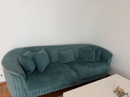 Sofa Samt anthrazit mit Kissen guter Zustand