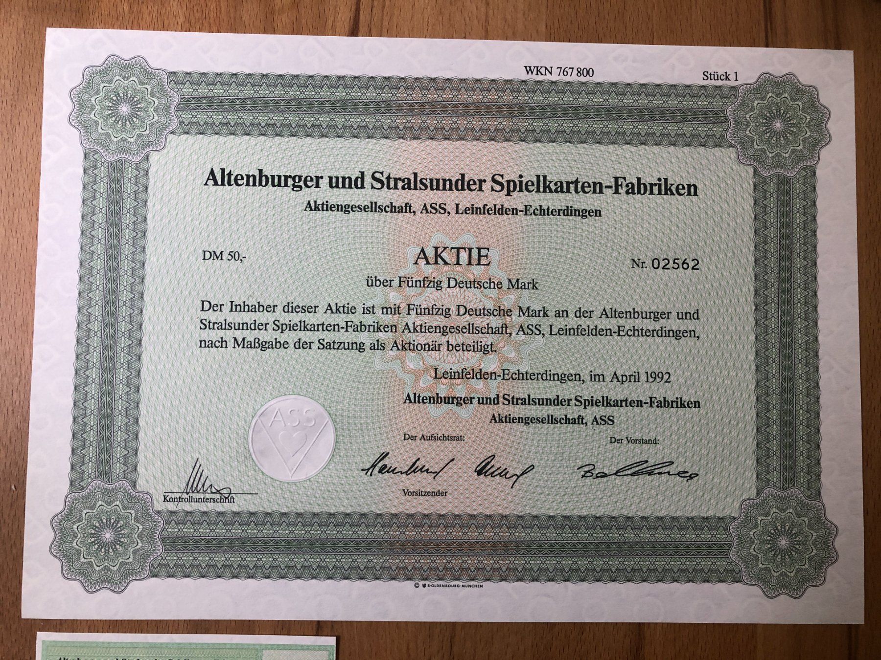 Documenti: Altenburger Spielkarten-Fabriken Aktie – Nuovo (secondo la descrizione) da Basel venduto da Cambes 1