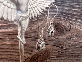 Ohrringe Ohrhänger in 925 Silber m. Aquamarin u. Ornamenten