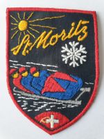 Vintage Badg Wappen St.Moritz Bobfahren ST. GALLER STICKEREI