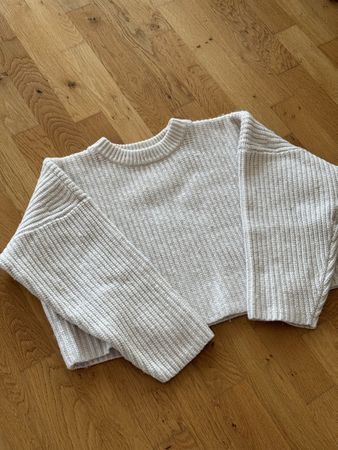 H&M Grobstrickpullover, beige/weiss, XS, Oversize-Look